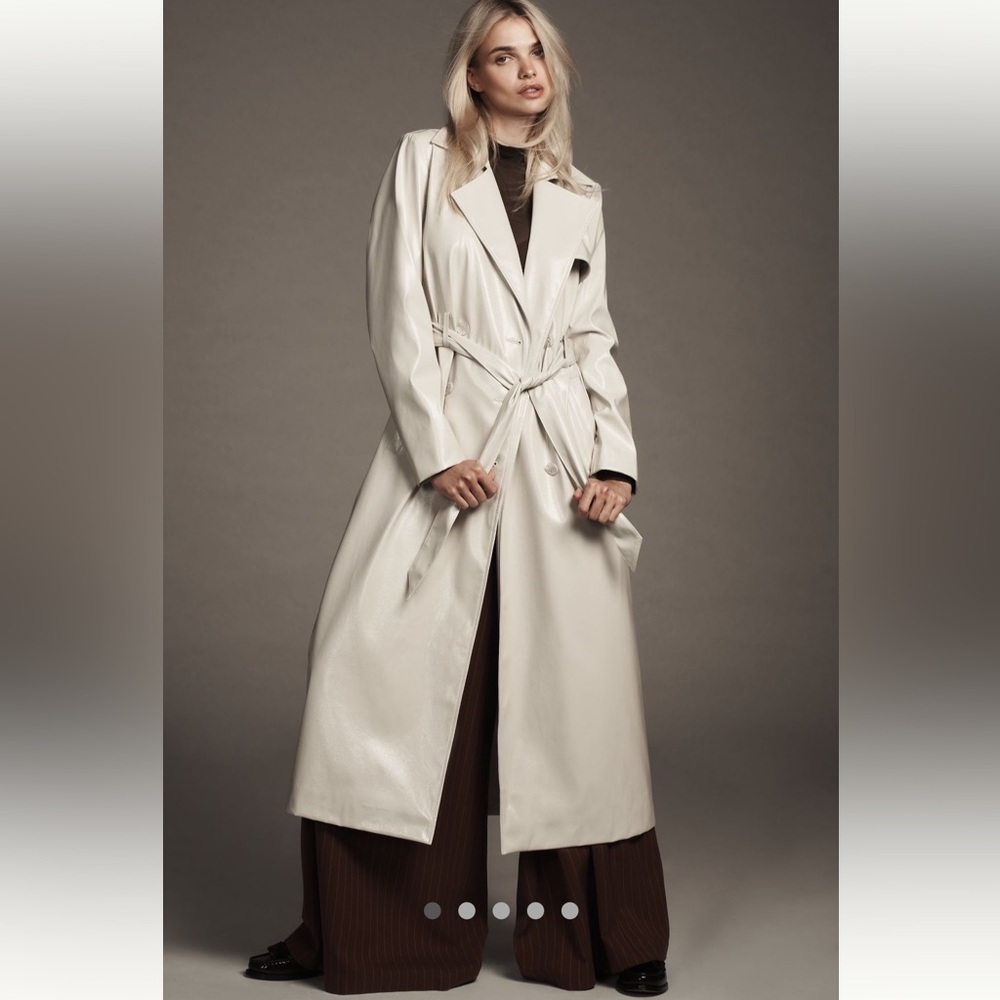 Anthropologie NWT High-Shine Trench Coat size 12. - Picture 3 of 9